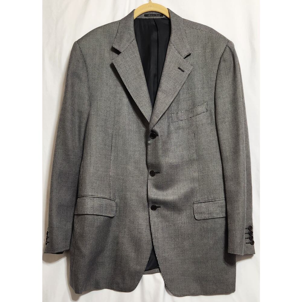 Canali Men's EU 54/ US 44 R Houndstooth Silk/Wool‎ 3-Button Blazer Jacket